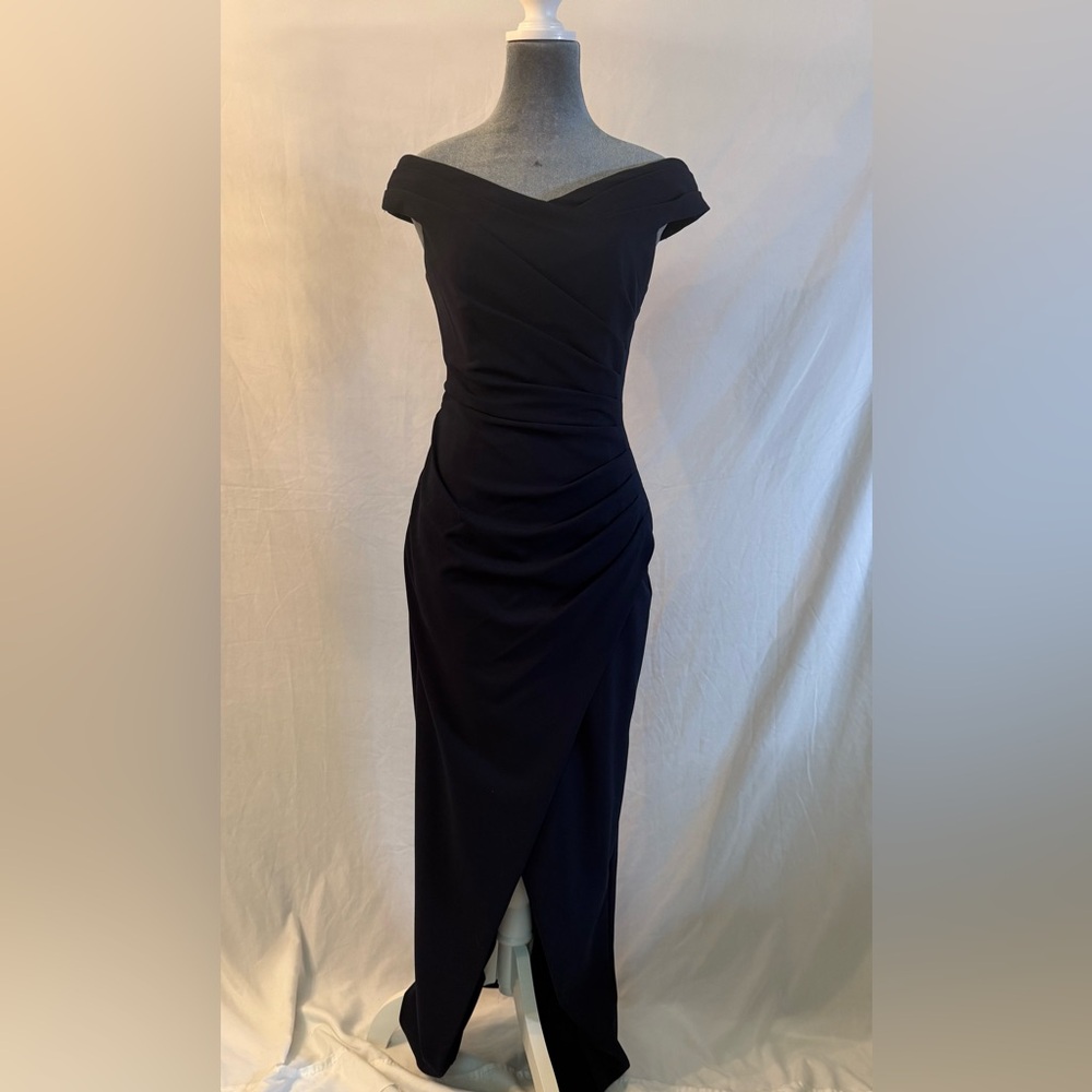 Calvin Klein Black Off-the-Shoulder Sheath Elegant Dress